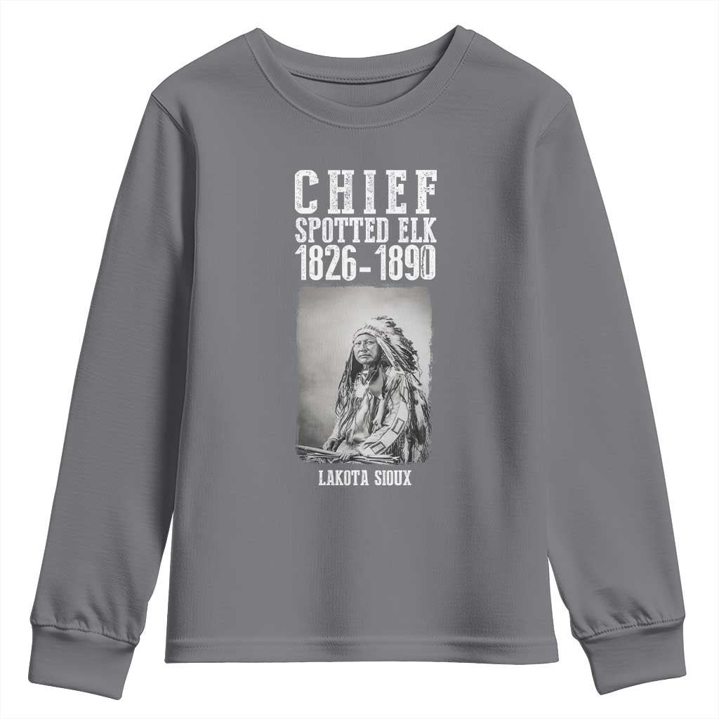 Native American Indian Chief Youth Sweatshirt Lakota Sioux Chief Spotted Elk - Wonder Print Shop
