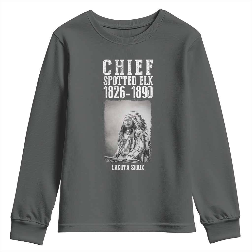 Native American Indian Chief Youth Sweatshirt Lakota Sioux Chief Spotted Elk - Wonder Print Shop