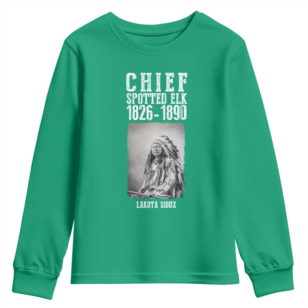 Native American Indian Chief Youth Sweatshirt Lakota Sioux Chief Spotted Elk - Wonder Print Shop