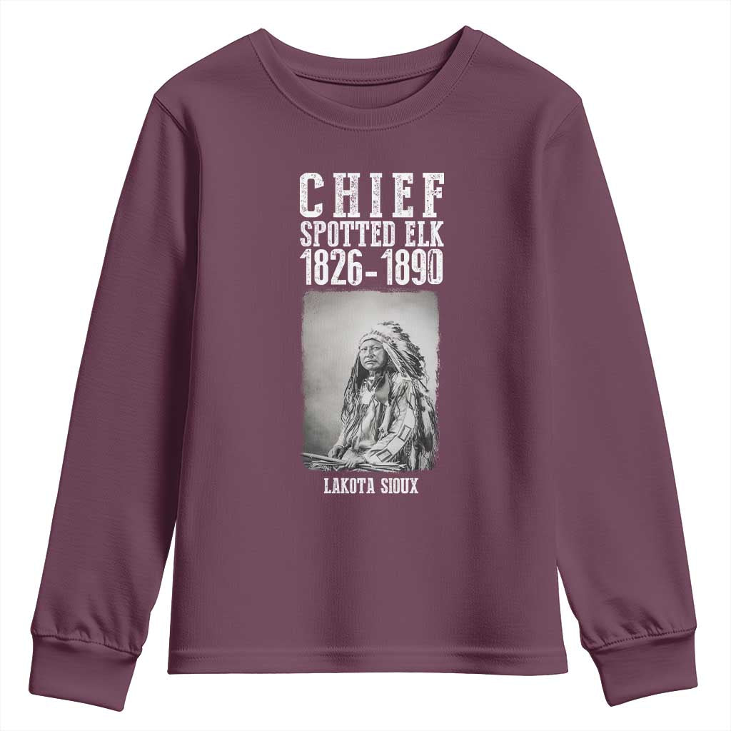 Native American Indian Chief Youth Sweatshirt Lakota Sioux Chief Spotted Elk - Wonder Print Shop