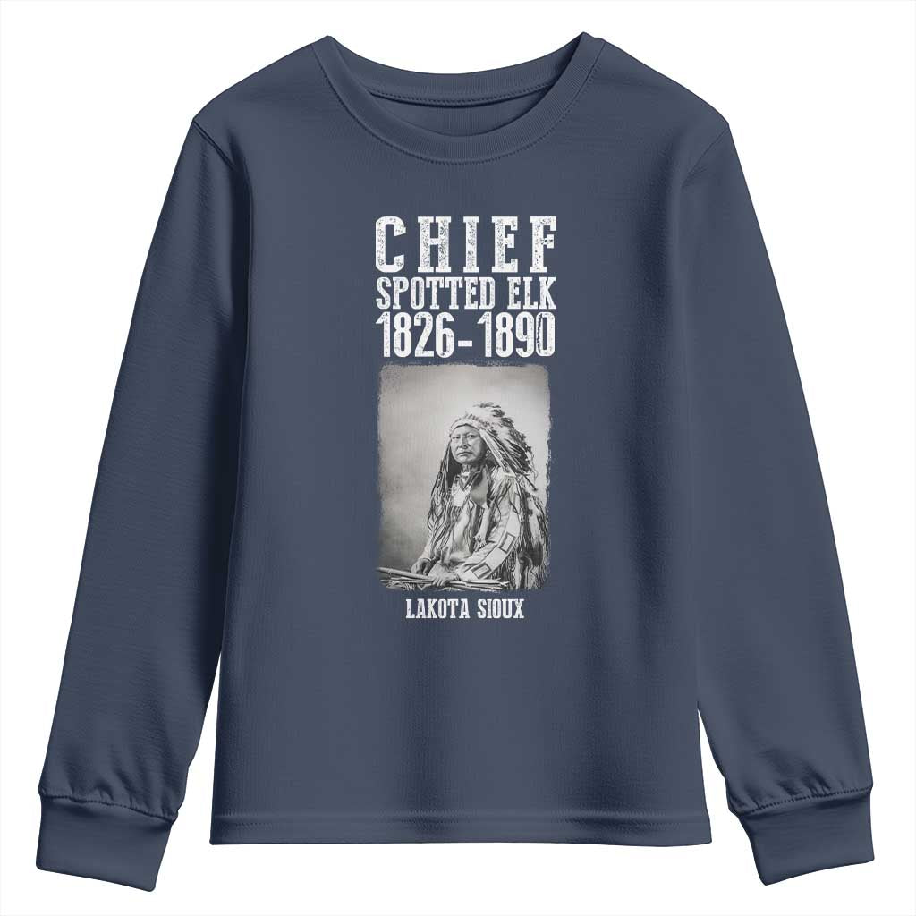 Native American Indian Chief Youth Sweatshirt Lakota Sioux Chief Spotted Elk - Wonder Print Shop