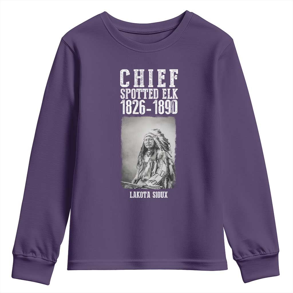 Native American Indian Chief Youth Sweatshirt Lakota Sioux Chief Spotted Elk - Wonder Print Shop