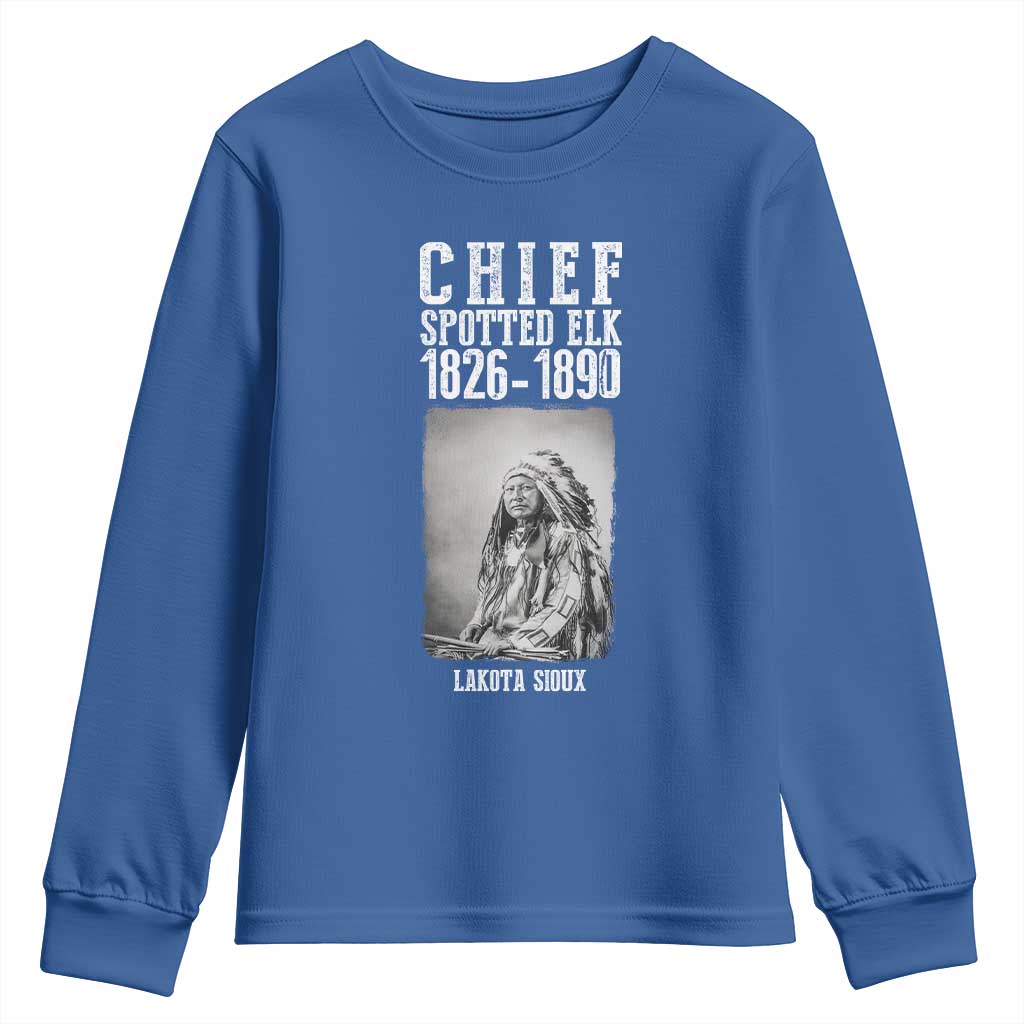 Native American Indian Chief Youth Sweatshirt Lakota Sioux Chief Spotted Elk - Wonder Print Shop
