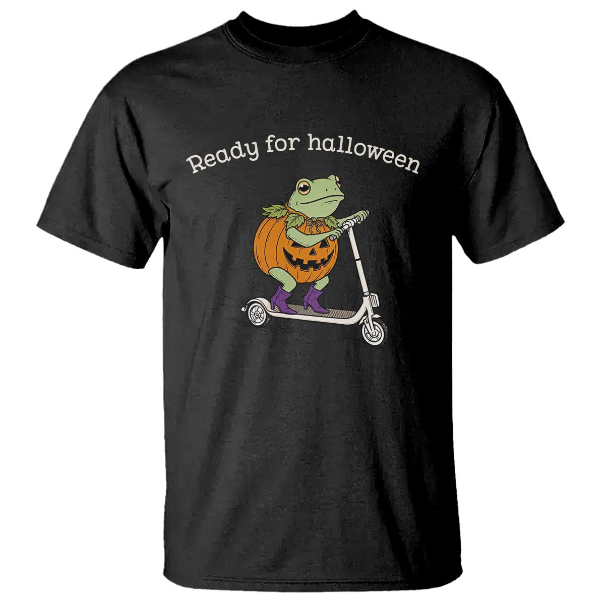 Ready For Halloween Frog T Shirt Funny Frog Scooter Pumpkin Costume Gift