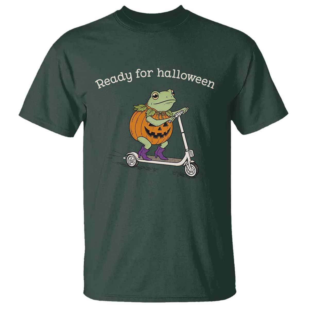 Ready For Halloween Frog T Shirt Funny Frog Scooter Pumpkin Costume Gift