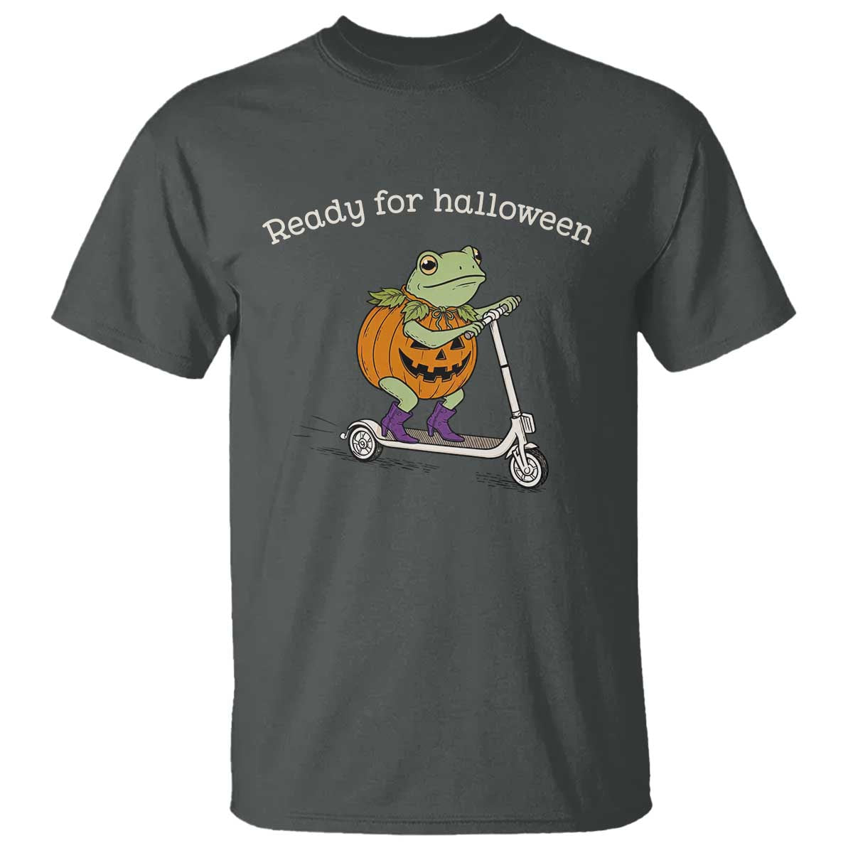 Ready For Halloween Frog T Shirt Funny Frog Scooter Pumpkin Costume Gift