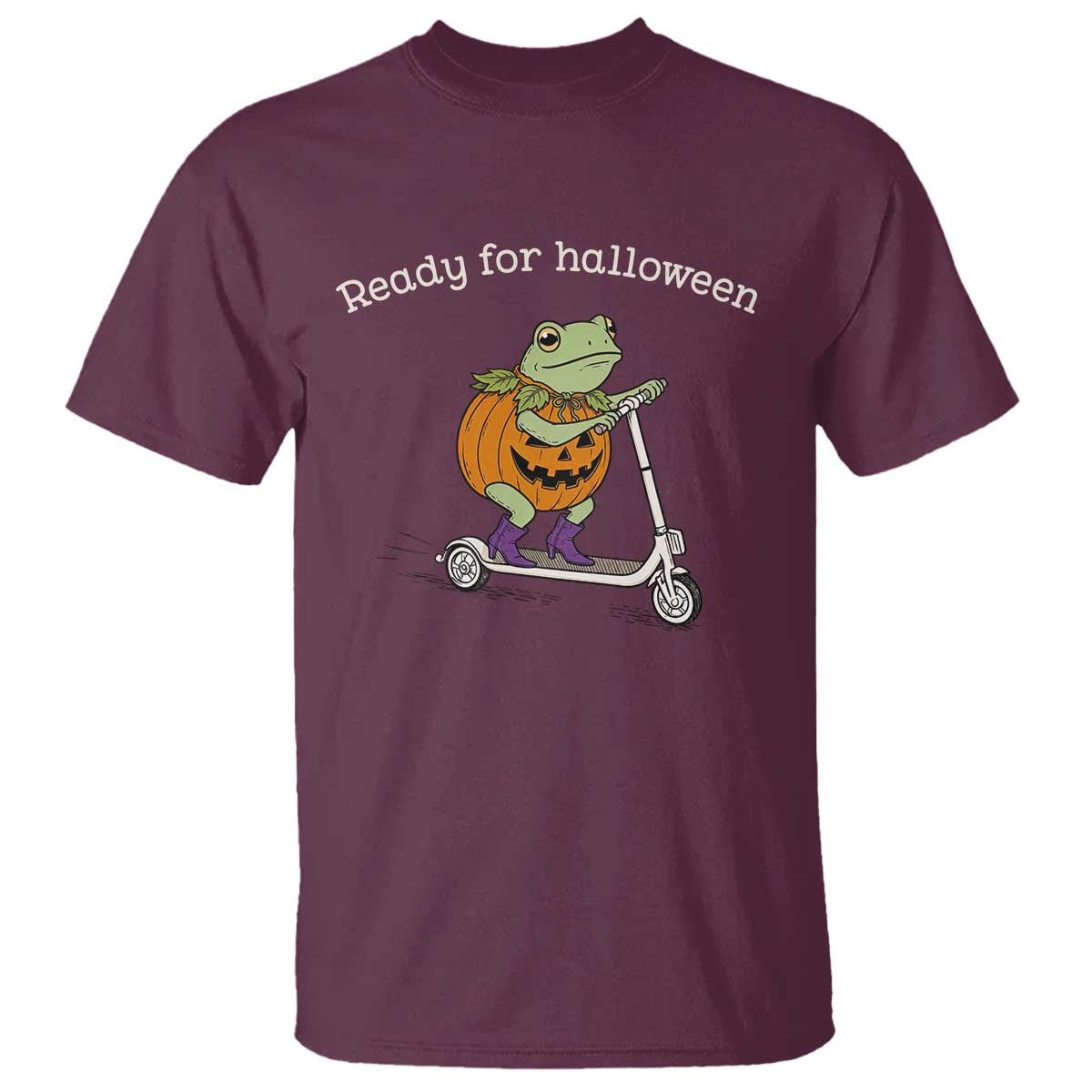 Ready For Halloween Frog T Shirt Funny Frog Scooter Pumpkin Costume Gift