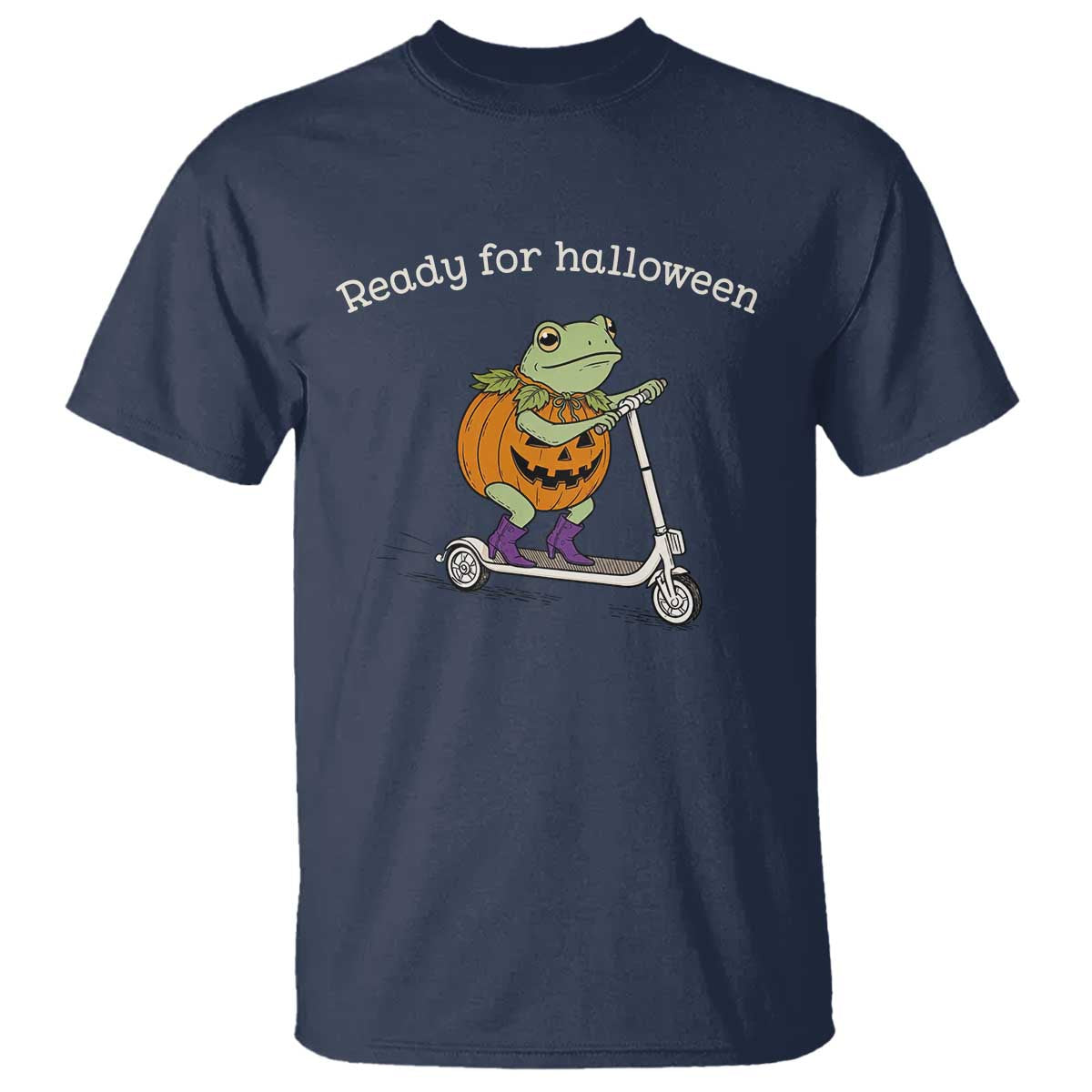 Ready For Halloween Frog T Shirt Funny Frog Scooter Pumpkin Costume Gift