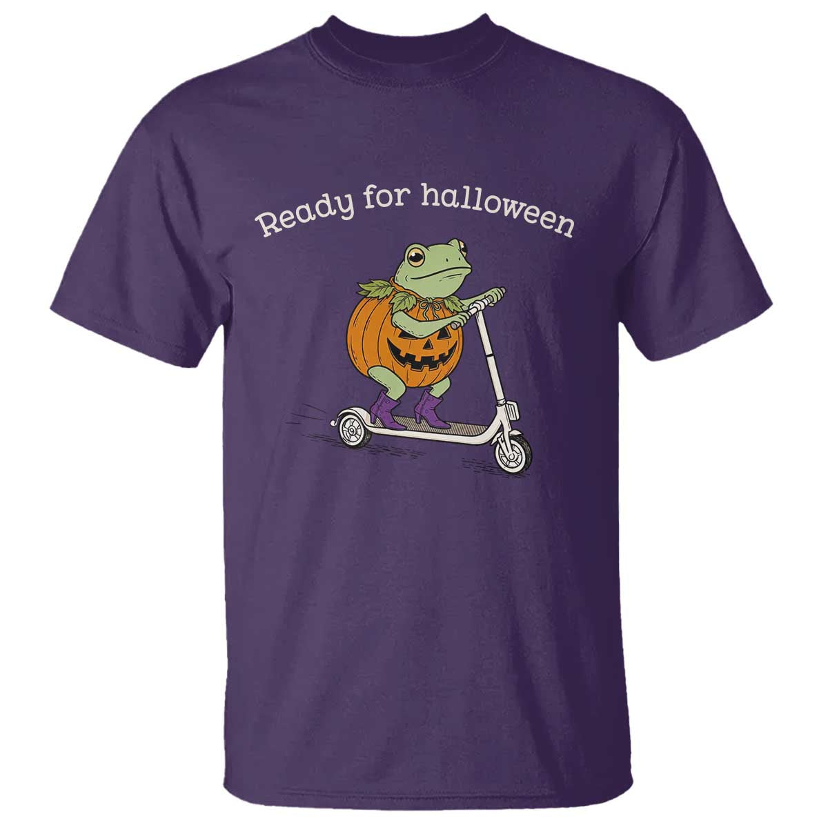 Ready For Halloween Frog T Shirt Funny Frog Scooter Pumpkin Costume Gift