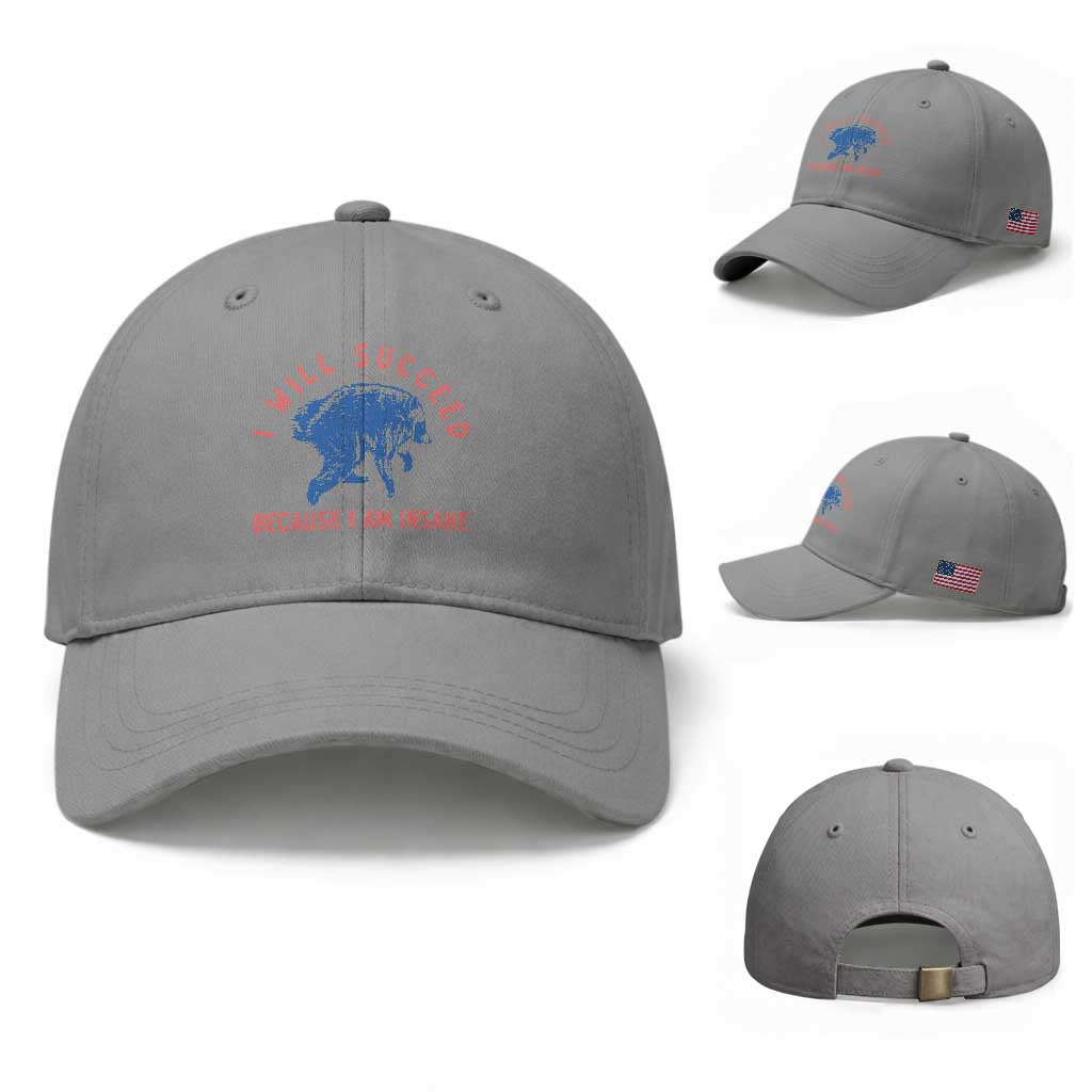 I Will Succeed Because I Am Insane Baseball Cap Funny Jimothy Raccoon Meme