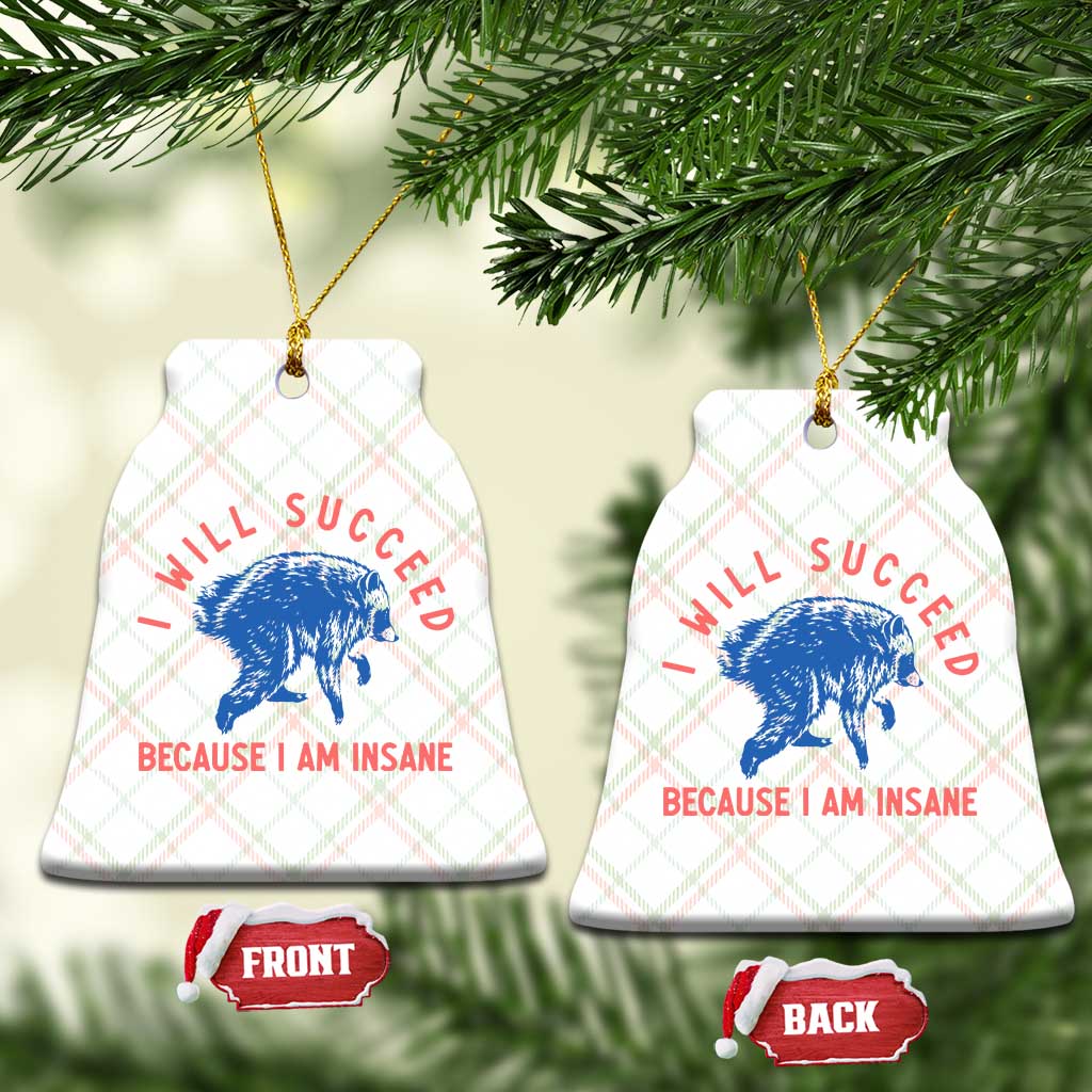 I Will Succeed Because I Am Insane Ceramic Ornament Funny Jimothy Raccoon Meme