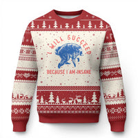 I Will Succeed Because I Am Insane Ugly Christmas Sweater Funny Jimothy Raccoon Meme