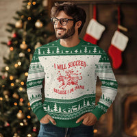 I Will Succeed Because I Am Insane Ugly Christmas Sweater Funny Cowgirl Tiger Sarcastic Humor