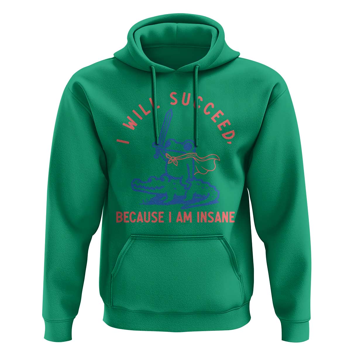 I Will Succeed Because I Am Insane Hoodie Funny Frog Riding Crocodile Sarcastic Humor