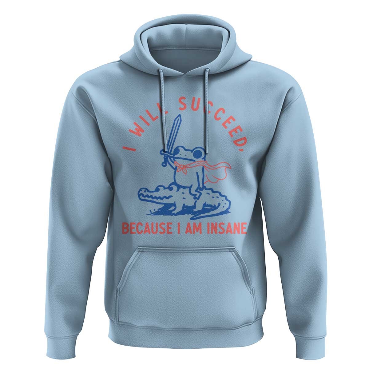 I Will Succeed Because I Am Insane Hoodie Funny Frog Riding Crocodile Sarcastic Humor