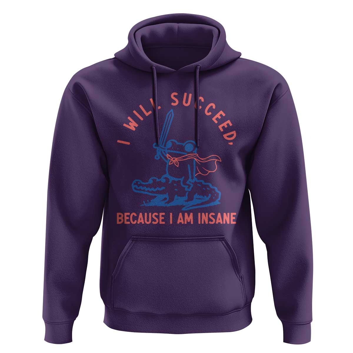 I Will Succeed Because I Am Insane Hoodie Funny Frog Riding Crocodile Sarcastic Humor