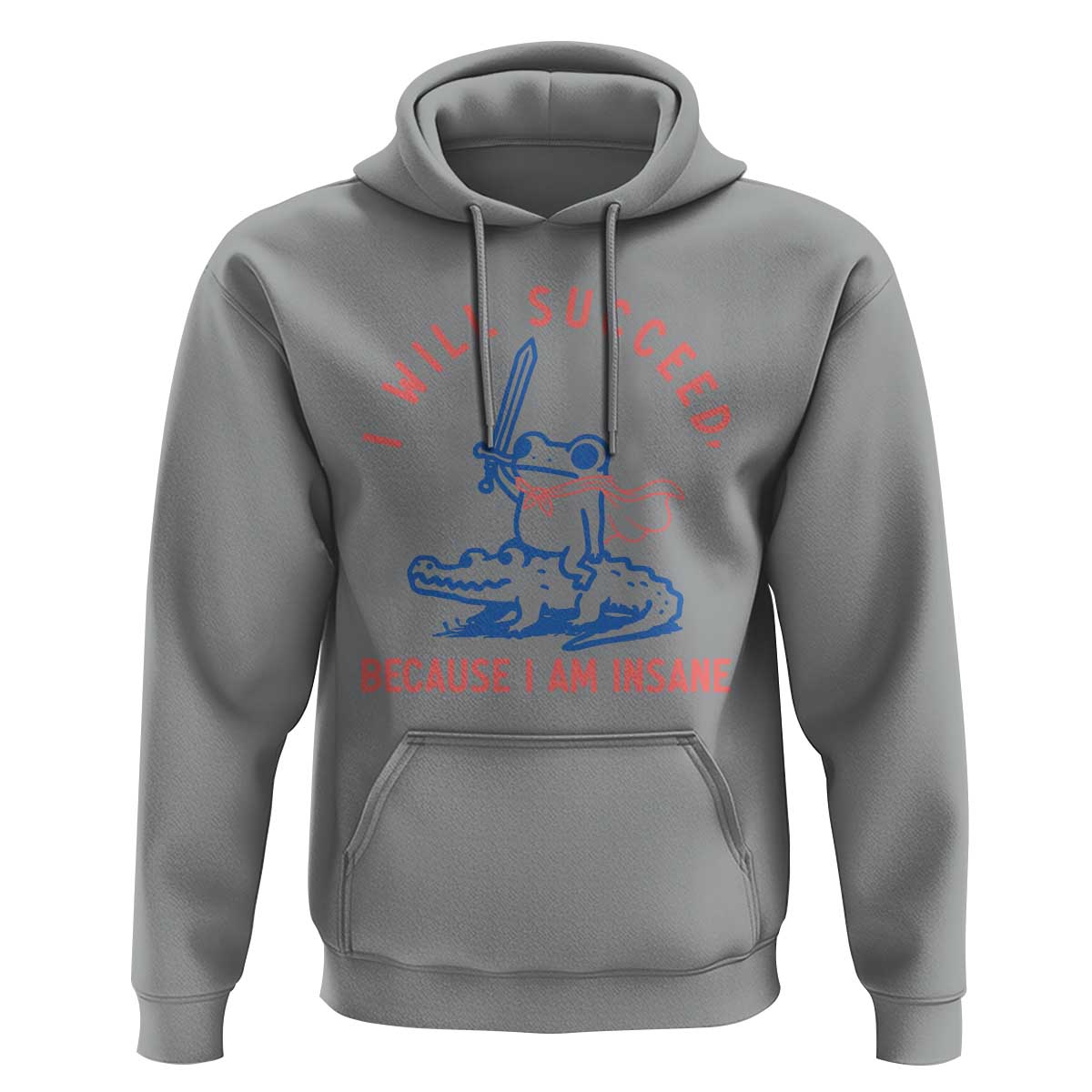I Will Succeed Because I Am Insane Hoodie Funny Frog Riding Crocodile Sarcastic Humor