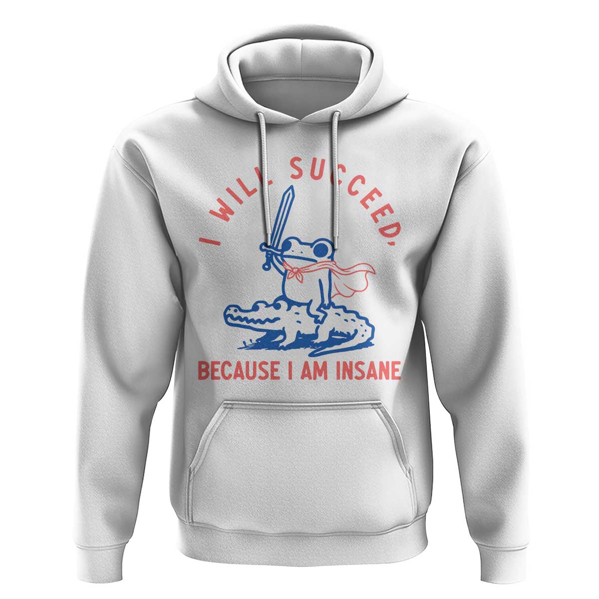 I Will Succeed Because I Am Insane Hoodie Funny Frog Riding Crocodile Sarcastic Humor