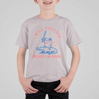 I Will Succeed Because I Am Insane T Shirt For Kid Funny Frog Riding Crocodile Sarcastic Humor