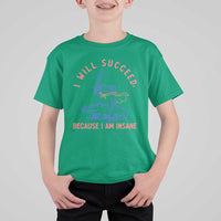 I Will Succeed Because I Am Insane T Shirt For Kid Funny Frog Riding Crocodile Sarcastic Humor