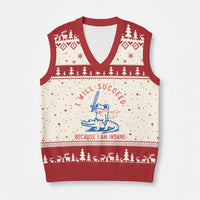 I Will Succeed Because I Am Insane V-Neck Knit Sweater Vest Funny Frog Riding Crocodile Sarcastic Humor