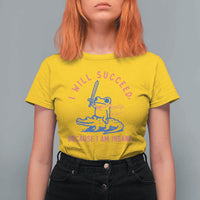 I Will Succeed Because I Am Insane T Shirt For Women Funny Frog Riding Crocodile Sarcastic Humor