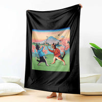 Funny Kendo Cat Throw Blanket Samurai Martial Arts - Wonder Print Shop