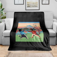 Funny Kendo Cat Throw Blanket Samurai Martial Arts - Wonder Print Shop