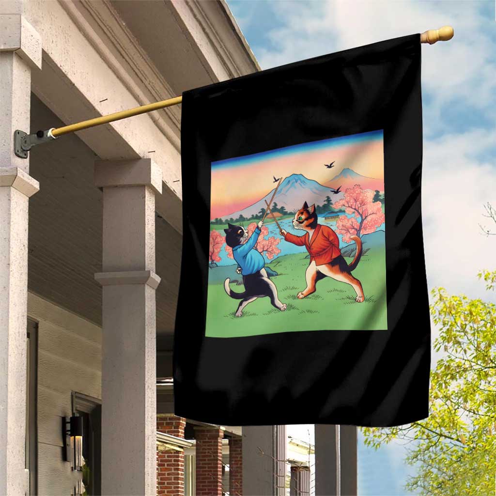 Funny Kendo Cat Garden Flag Samurai Martial Arts - Wonder Print Shop