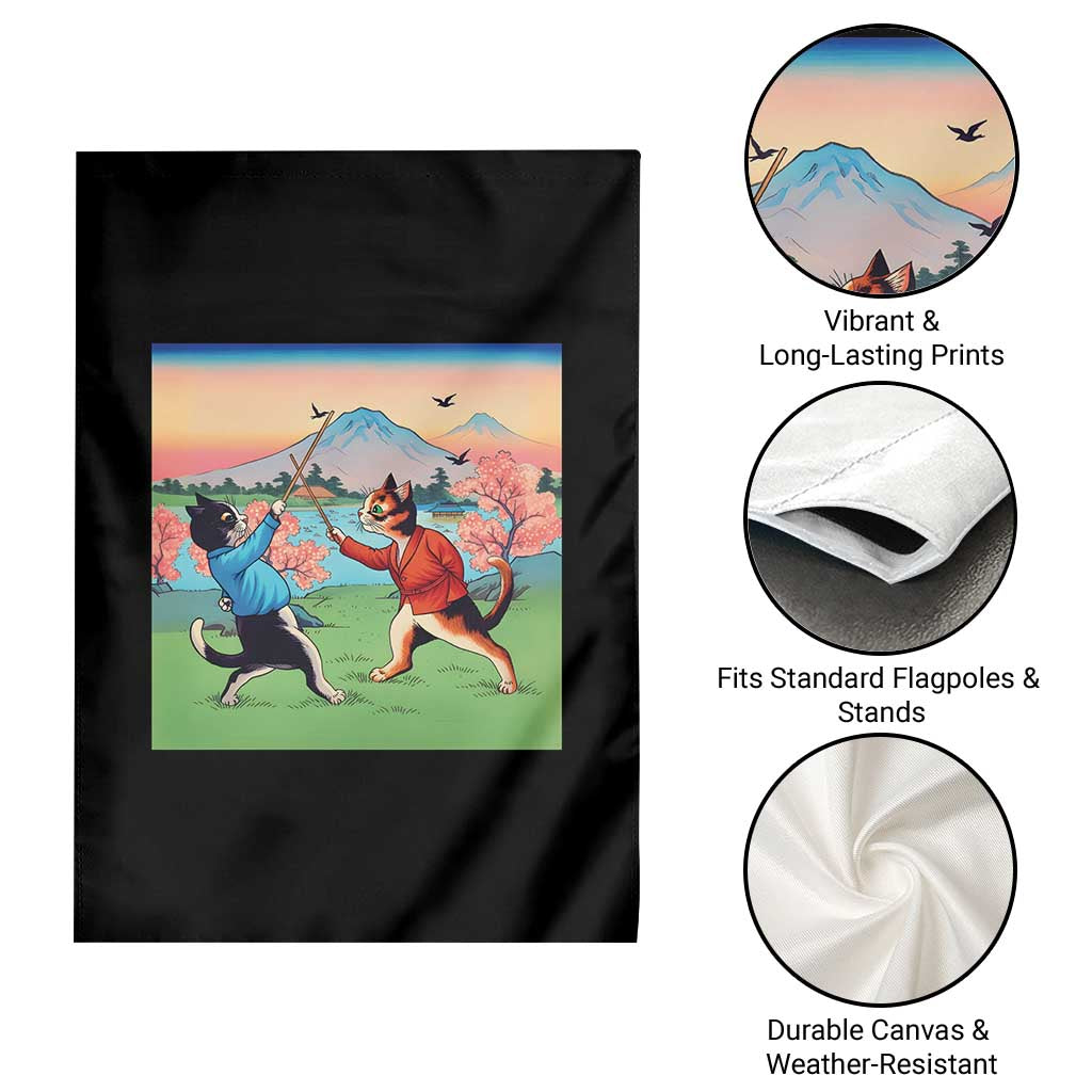 Funny Kendo Cat Garden Flag Samurai Martial Arts - Wonder Print Shop