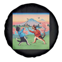 Funny Kendo Cat Spare Tire Cover Samurai Martial Arts - Wonder Print Shop