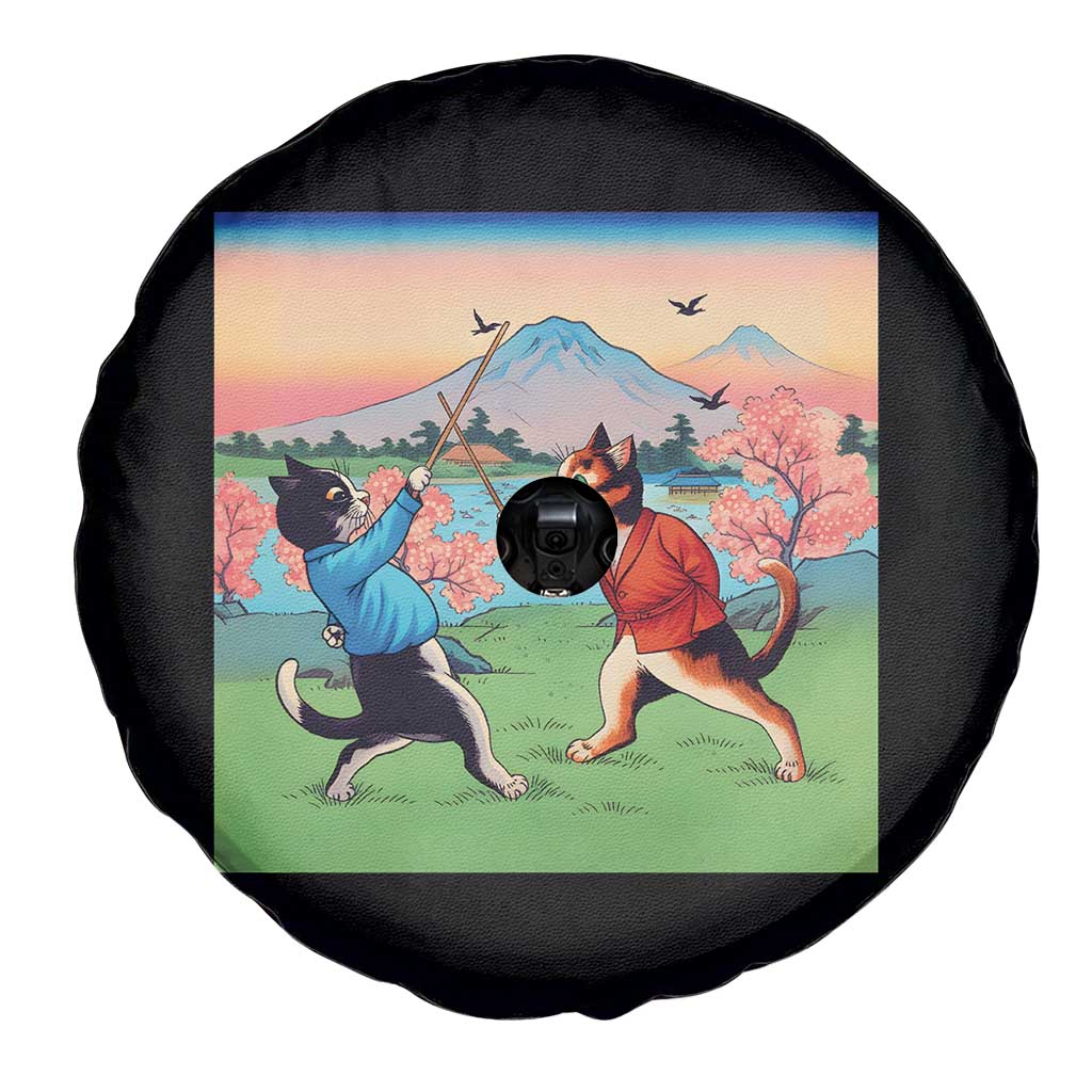 Funny Kendo Cat Spare Tire Cover Samurai Martial Arts - Wonder Print Shop