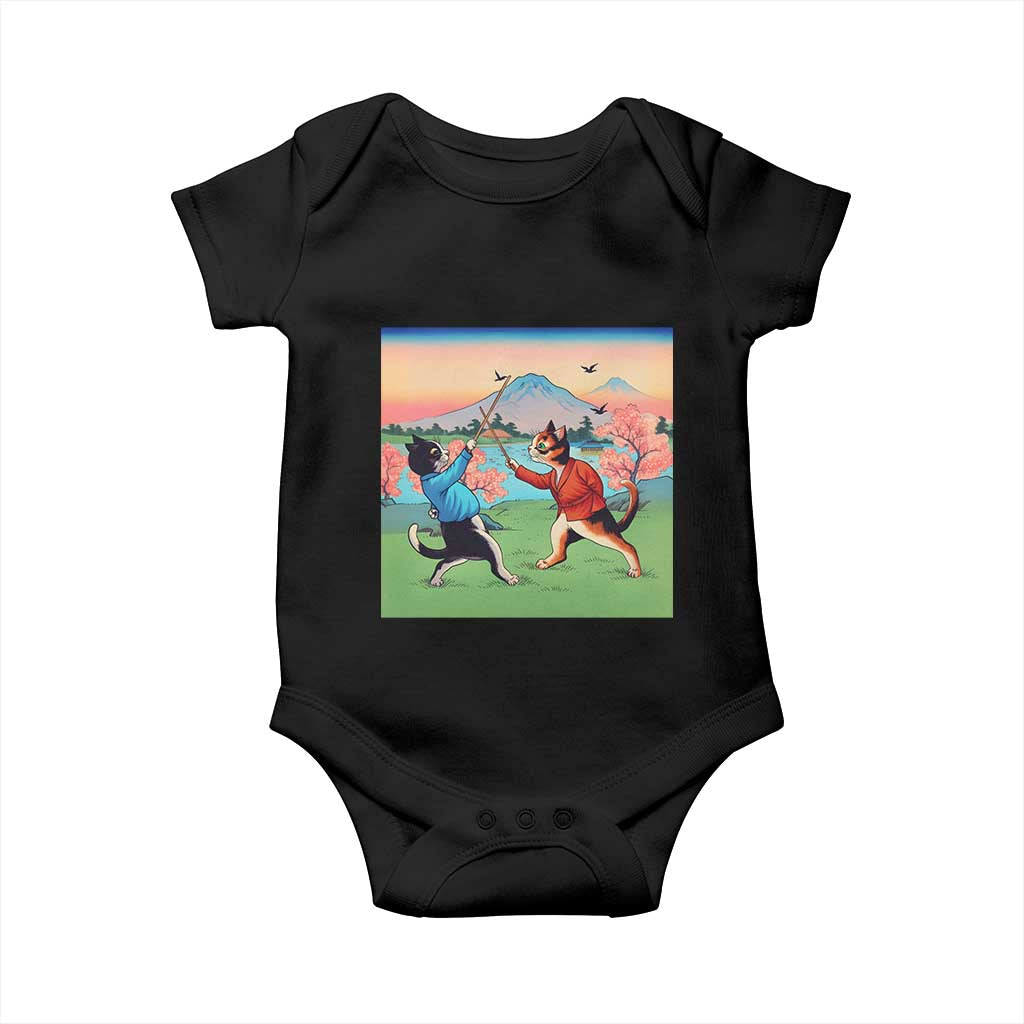 Funny Kendo Cat Baby Onesie Samurai Martial Arts - Wonder Print Shop