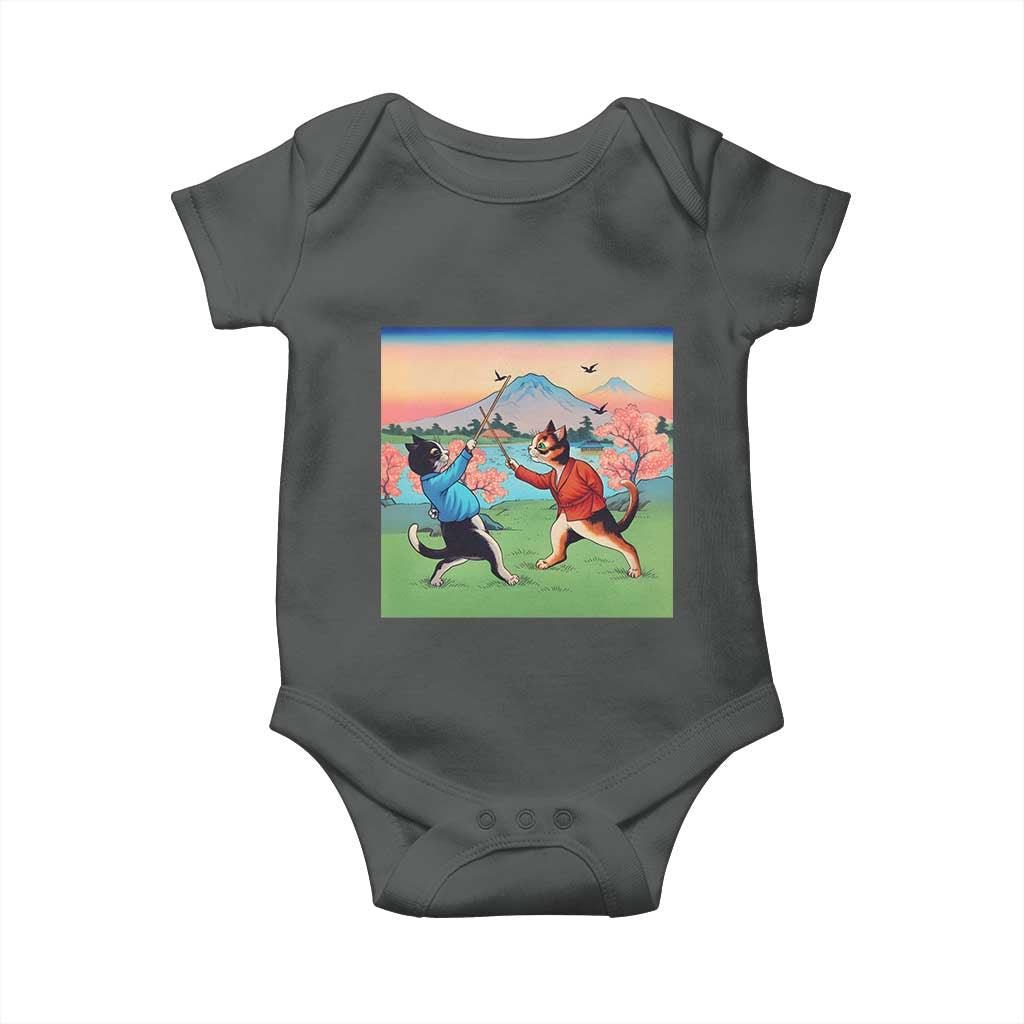 Funny Kendo Cat Baby Onesie Samurai Martial Arts - Wonder Print Shop