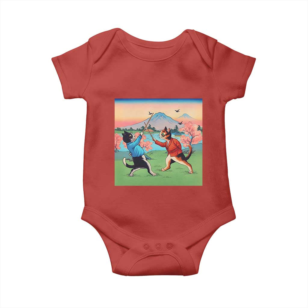Funny Kendo Cat Baby Onesie Samurai Martial Arts - Wonder Print Shop