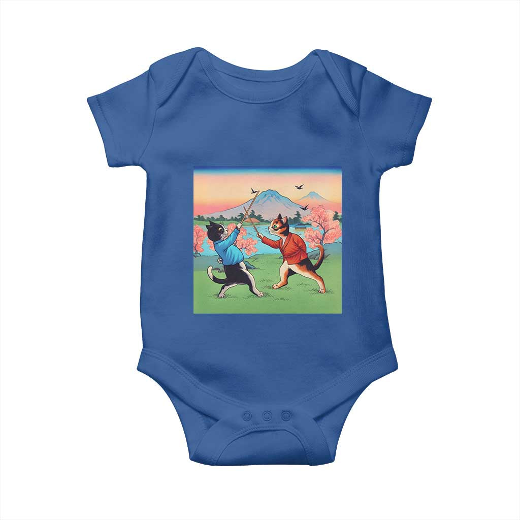Funny Kendo Cat Baby Onesie Samurai Martial Arts - Wonder Print Shop