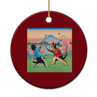 Funny Kendo Cat Ceramic Ornament Samurai Martial Arts - Wonder Print Shop