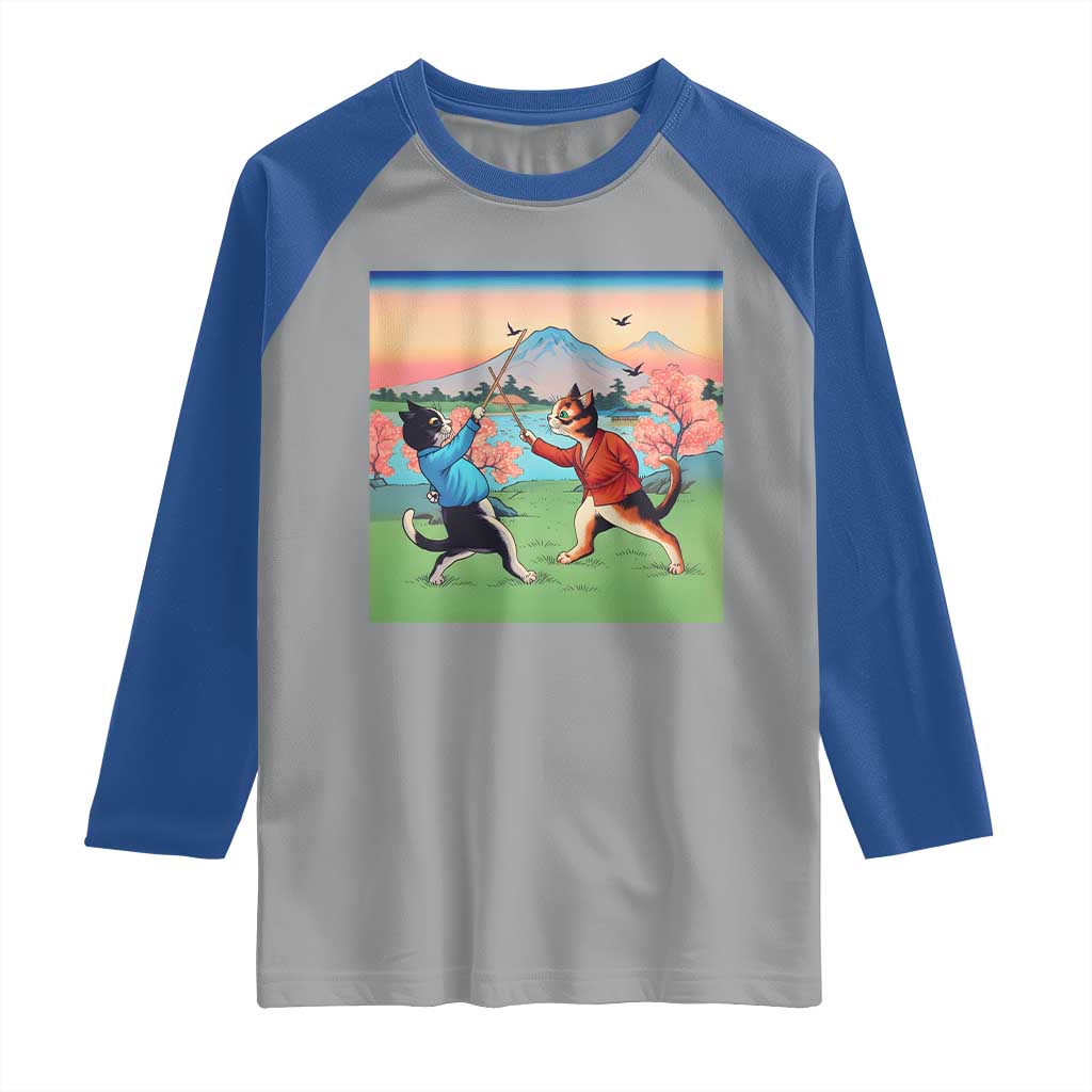 Funny Kendo Cat Raglan Shirt Samurai Martial Arts - Wonder Print Shop