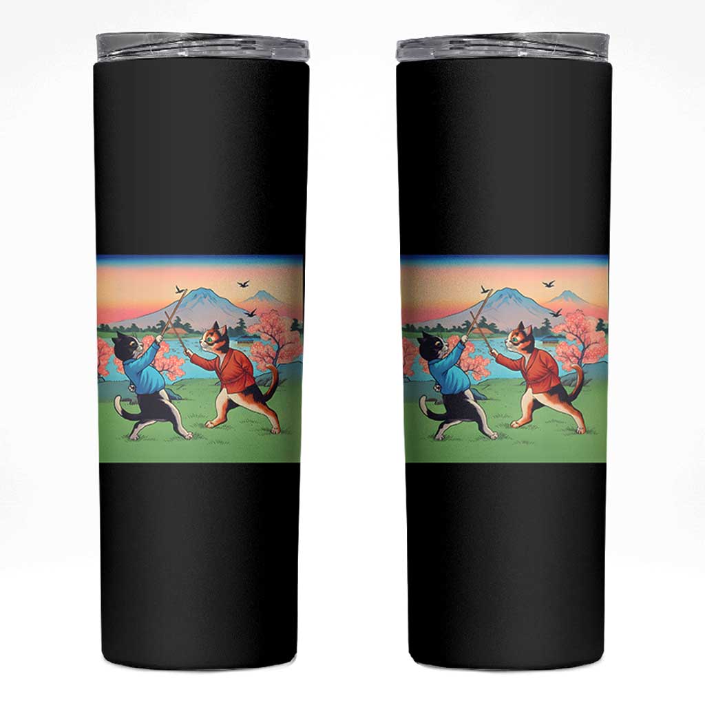 Funny Kendo Cat Skinny Tumbler Samurai Martial Arts - Wonder Print Shop