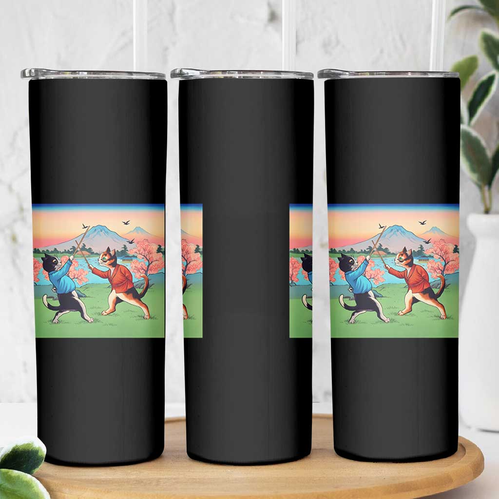 Funny Kendo Cat Skinny Tumbler Samurai Martial Arts - Wonder Print Shop