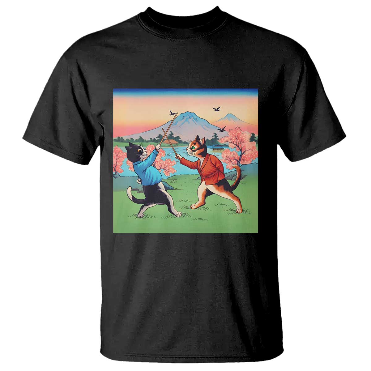 Funny Kendo Cat T Shirt Samurai Martial Arts - Wonder Print Shop