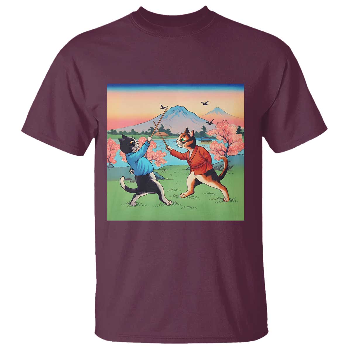 Funny Kendo Cat T Shirt Samurai Martial Arts - Wonder Print Shop