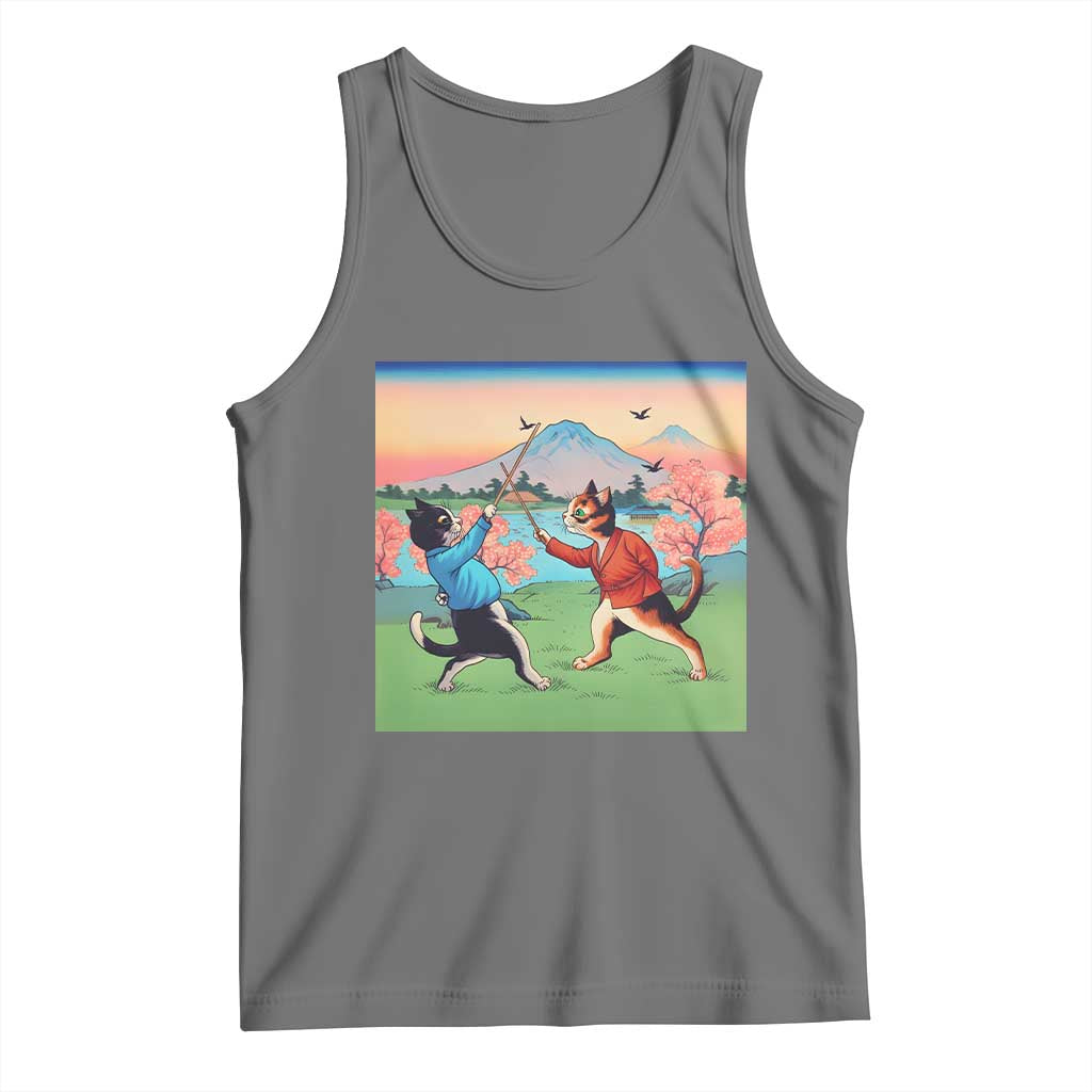 Funny Kendo Cat Tank Top Samurai Martial Arts - Wonder Print Shop