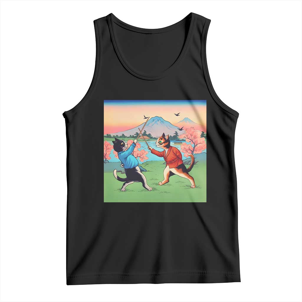 Funny Kendo Cat Tank Top Samurai Martial Arts - Wonder Print Shop