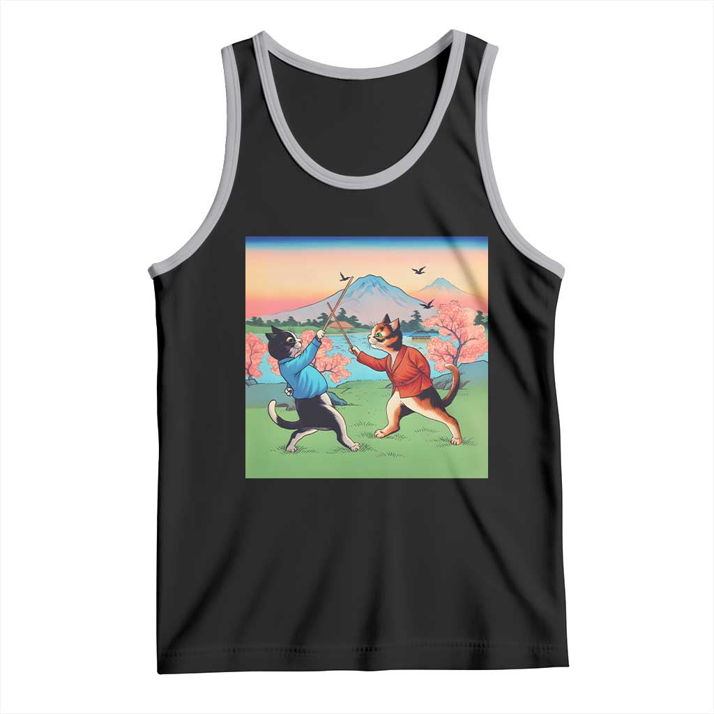 Funny Kendo Cat Tank Top Samurai Martial Arts - Wonder Print Shop