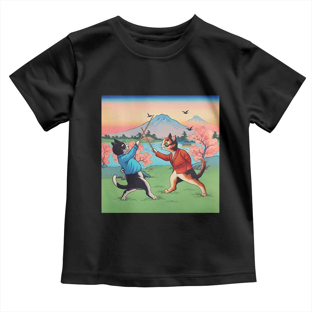 Funny Kendo Cat Toddler T Shirt Samurai Martial Arts - Wonder Print Shop