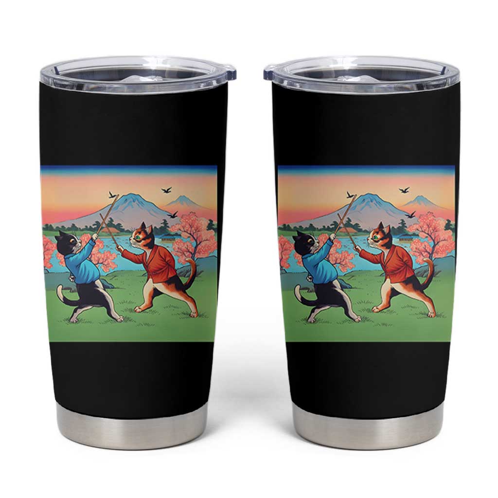 Funny Kendo Cat Tumbler Cup Samurai Martial Arts - Wonder Print Shop