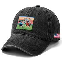 Funny Kendo Cat Washed Cotton Baseball Cap Samurai Martial Arts