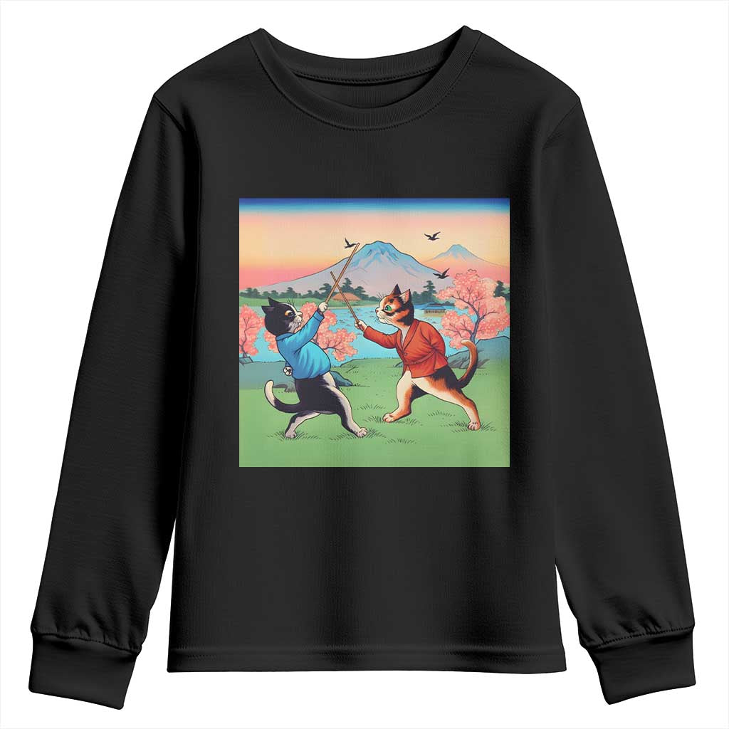 Funny Kendo Cat Youth Sweatshirt Samurai Martial Arts - Wonder Print Shop