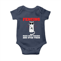 Funny Cat Fencing Baby Onesie Make Me New Friends And Stab Them - Wonder Print Shop